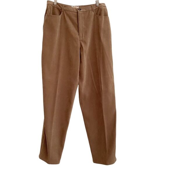 Vintage Talbots Stretch Tan Faux Suede Soft and Lightweight Pants Size 14 - Picture 1 of 6